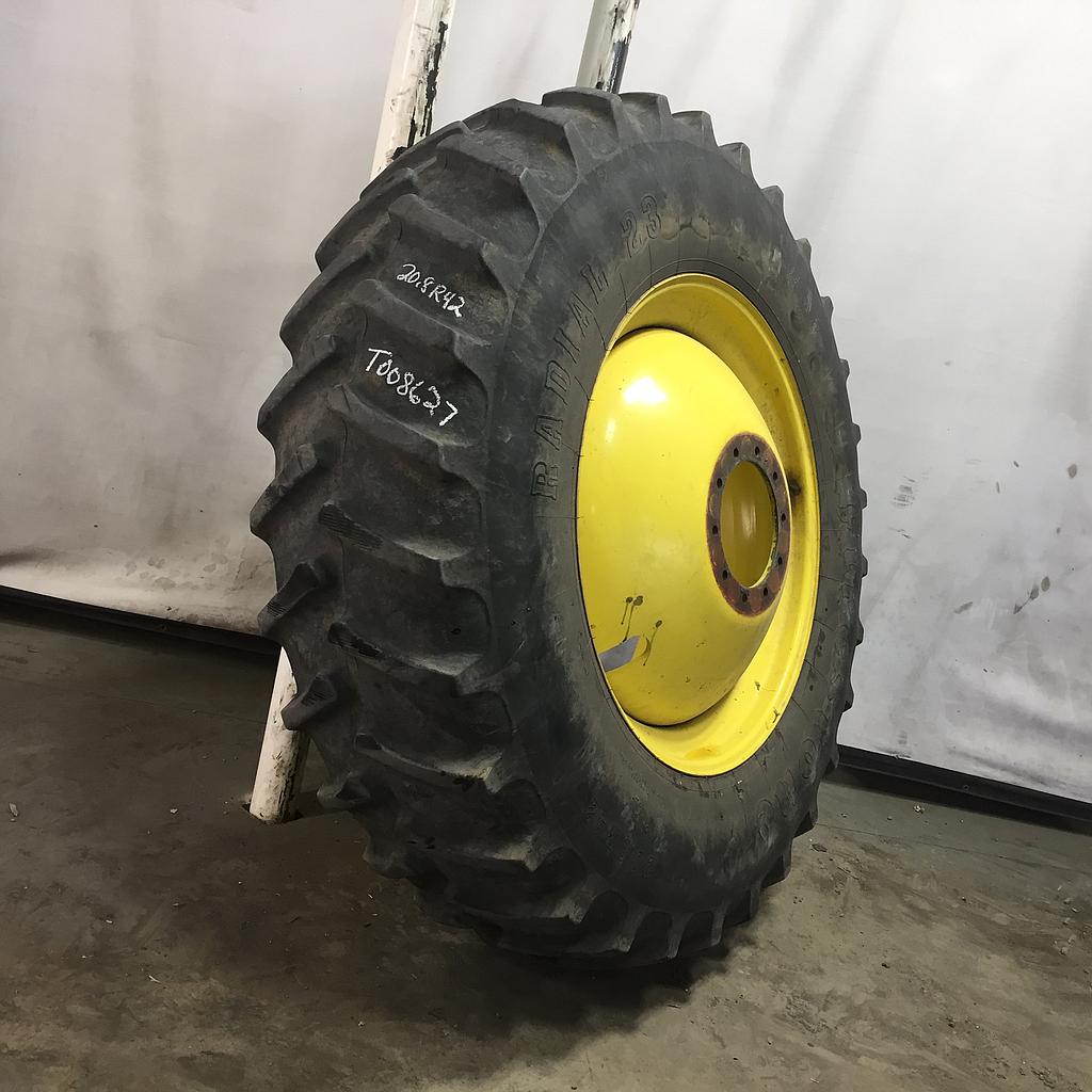 USED 20.8/R42 Firestone Radial 23 R-1 on John Deere Yellow 10-Hole