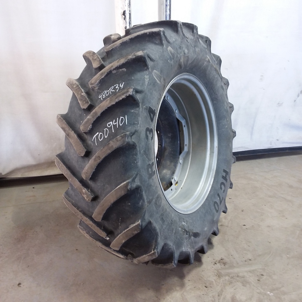 480/70R34 Mitas HC70 R-1W on Case IH Silver Mist/Black 12-Hole Waffle Wheel (Groups of 3 bolts) 70%