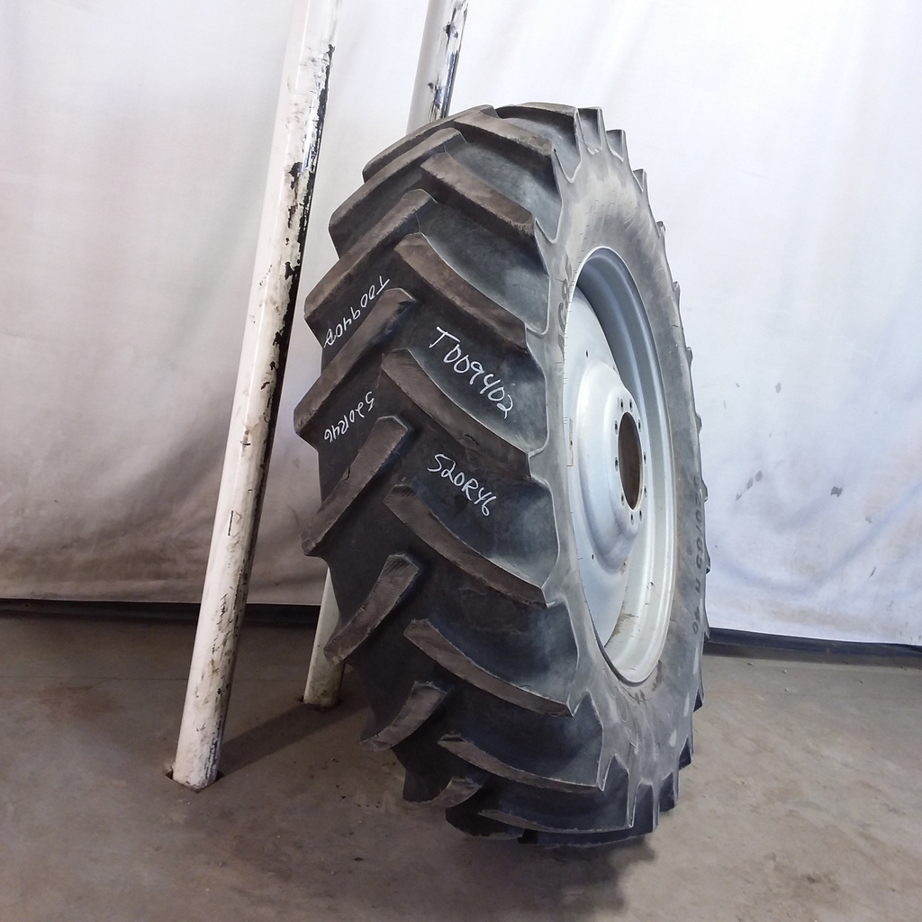 520/85R46 Mitas AC85 Radial R-1W on Case IH Silver Mist 10-Hole Formed Plate W/Weight Holes 60%