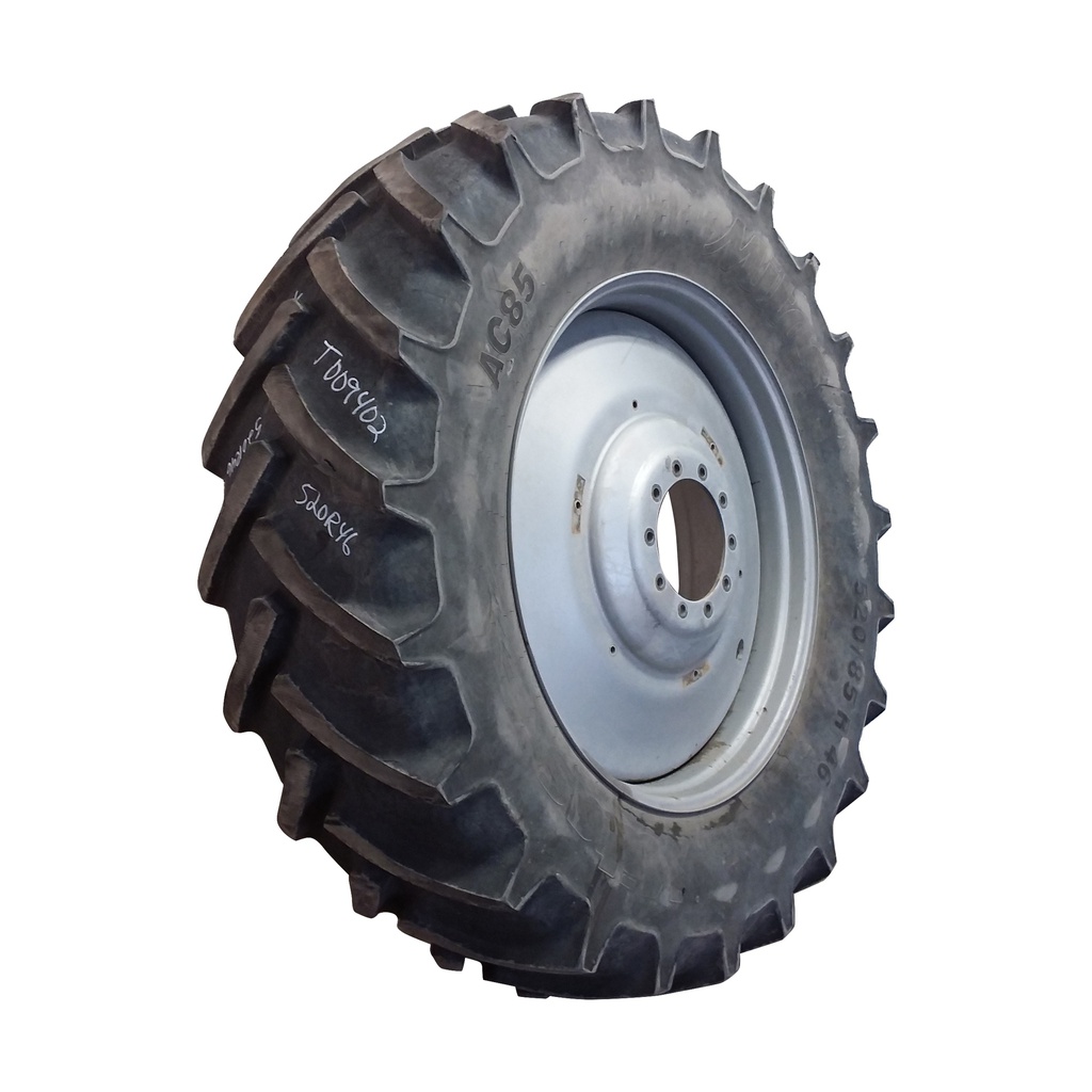 520/85R46 Mitas AC85 Radial R-1W on Case IH Silver Mist 10-Hole Formed Plate W/Weight Holes 60%