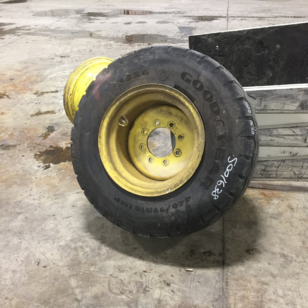 440/55R18 Goodyear Farm Implement Radial FS24 I-1 on John Deere Yellow 8-Hole Formed Plate 90%