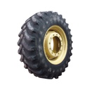 420/90R30 Firestone Radial All Traction FWD R-1 on John Deere Yellow 12-Hole Waffle Wheel (Groups of 3 bolts) 30%