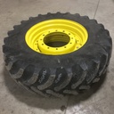 420/90R30 Firestone Radial All Traction FWD R-1 on John Deere Yellow 12-Hole Waffle Wheel (Groups of 2 bolts) 55%