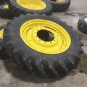 380/85R38 BKT Tires Agrimax RT 855 R-1W on John Deere Yellow 12-Hole Waffle Wheel (Groups of 3 bolts) 99%