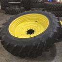 480/80R50 Michelin AgriBib R-1W on John Deere Yellow 10-Hole Formed Plate W/Weight Holes 70%