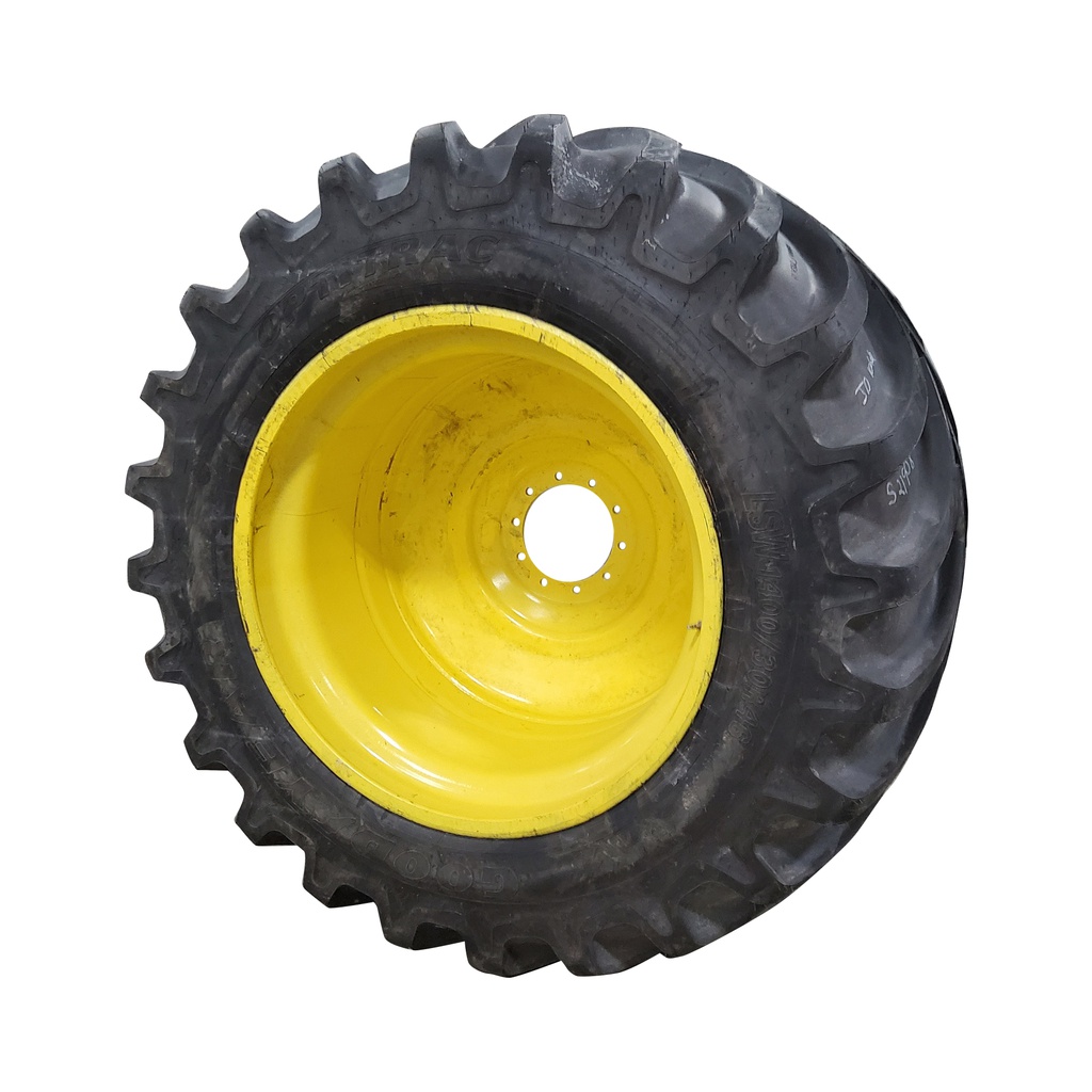 LSW 1400/30R46 Goodyear Farm Optitrac R-1W on John Deere Yellow 10-Hole Formed Plate