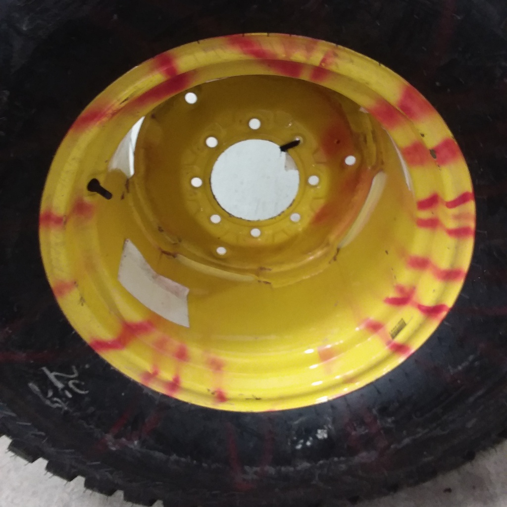 44/18.00-20 Titan Farm Multi Trac C/S NHS  HF-1 on John Deere Yellow 8-Hole Implement 99%