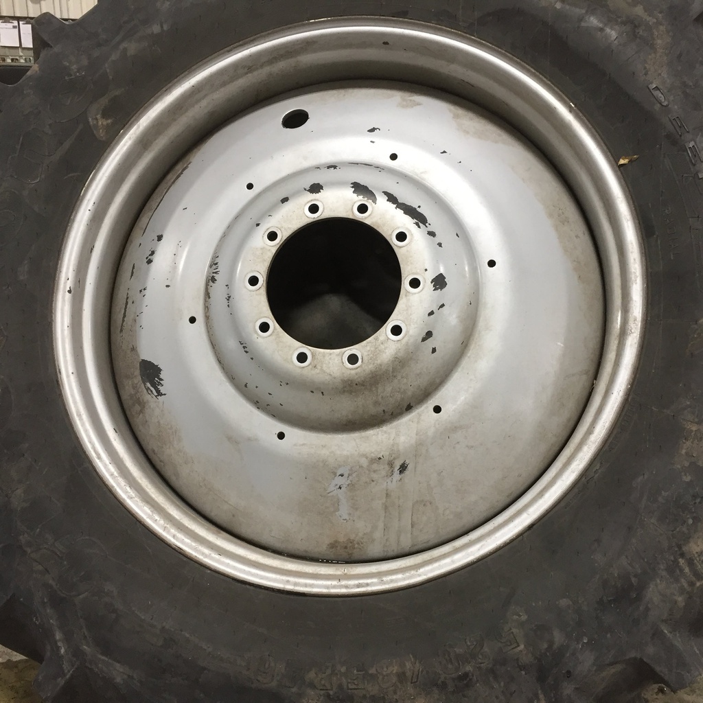 520/85R46 Firestone Radial Deep Tread 23 R-1W on Case IH Silver Mist 10-Hole Formed Plate W/Weight Holes 70%