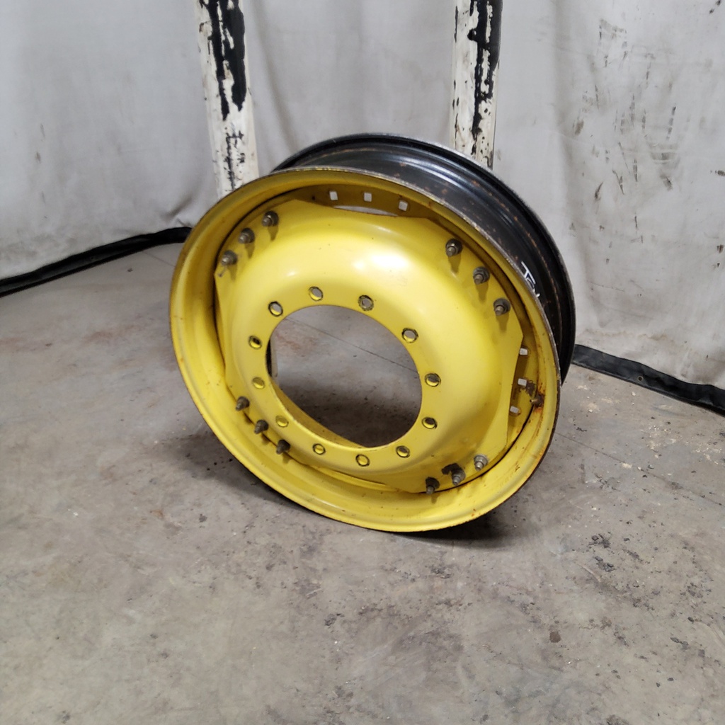 10"W x 34"D Waffle Wheel (Groups of 3 bolts) Rim with 12-Hole Center, John Deere Yellow