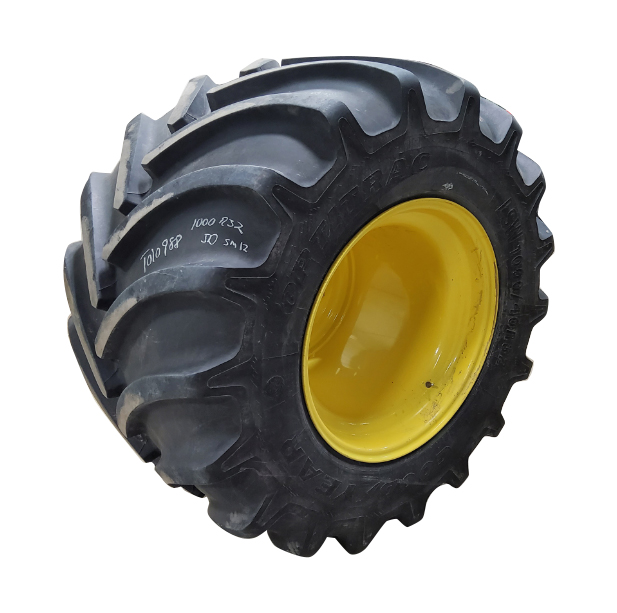 LSW 1000/40R32 Goodyear Farm Optitrac R-1W on John Deere Yellow 12-Hole Formed Plate 85%