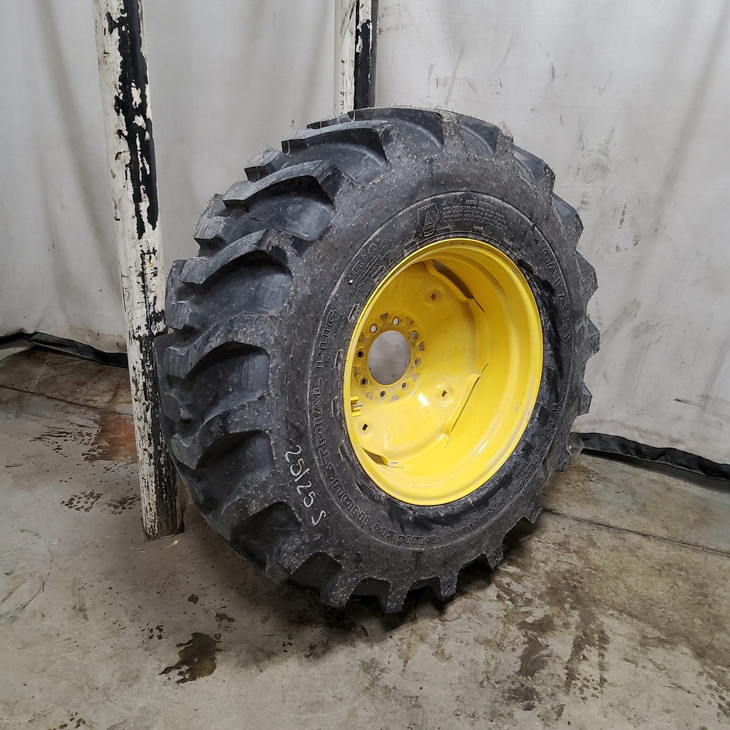 440/80-24 Galaxy Super Industrial Lug R-4 on John Deere Yellow 8-Hole Stamped Plate 99%