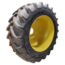 LSW 800/55R46 Goodyear Farm DT830 Optitrac R-1W on John Deere Yellow 10-Hole Formed Plate W/Weight Holes 95%