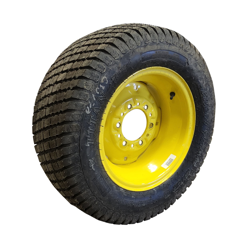 27/10.50-15 Titan Farm Multi Trac C/S NHS  HF-1 on John Deere Yellow 6-Hole Implement 99%