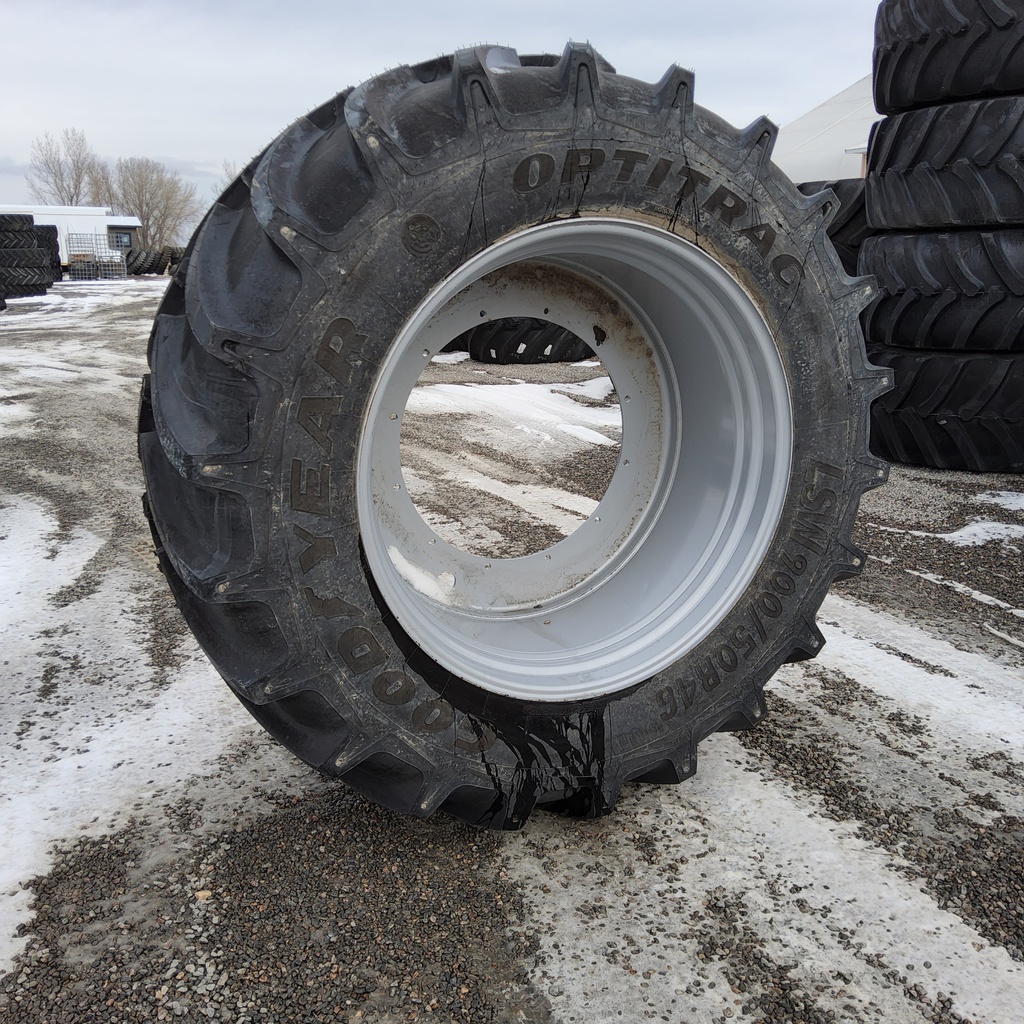 LSW 900/50R46 Goodyear Farm DT830 Optitrac R-1W on Agco Corp Gray 12-Hole Stub Disc
