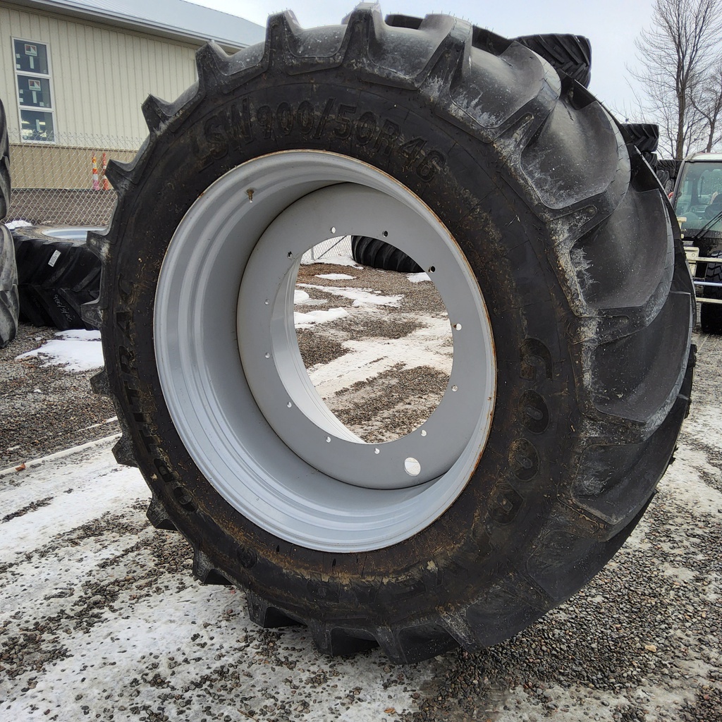LSW 900/50R46 Goodyear Farm DT830 Optitrac R-1W on Agco Corp Gray 12-Hole Stub Disc