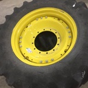 480/70R34 Firestone Radial 9000 R-1W on John Deere Yellow 12-Hole Waffle Wheel (Groups of 3 bolts) 80%