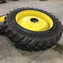 480/80R46 Goodyear Farm UltraTorque Plus Radial R-1 on John Deere Yellow 10-Hole Formed Plate W/Weight Holes 90%