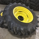 420/90R30 Goodyear Farm Special Sure Grip Radial TD8 R-2 on John Deere Yellow 10-Hole Waffle Wheel (Groups of 3 bolts) 95%