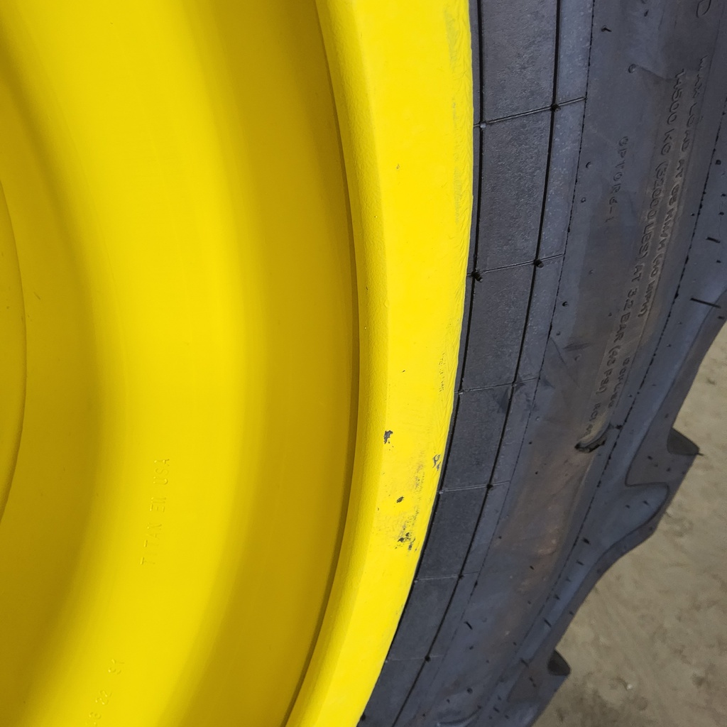 LSW 1400/30R46 Goodyear Farm Optitrac R-1W on John Deere Yellow 20-Hole Formed Plate 99%