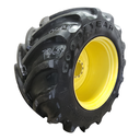 LSW 1250/35R46 Goodyear Farm Custom Flo Grip R-2 on John Deere Yellow 10-Hole Formed Plate W/Weight Holes 80%