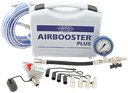 AIRBOOSTER plus Tyre inflation and fast deflation set in portable carry case for manually adjusting individual tyre pressure while stationary.
