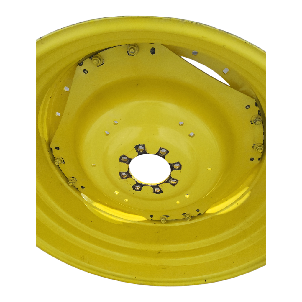 18"W x 38"D Waffle Wheel (Groups of 2 bolts)/Waffle Wheel (Groups of 2 bolts, W/Weight Holes) Rim with 8-Hole Center, John Deere Yellow