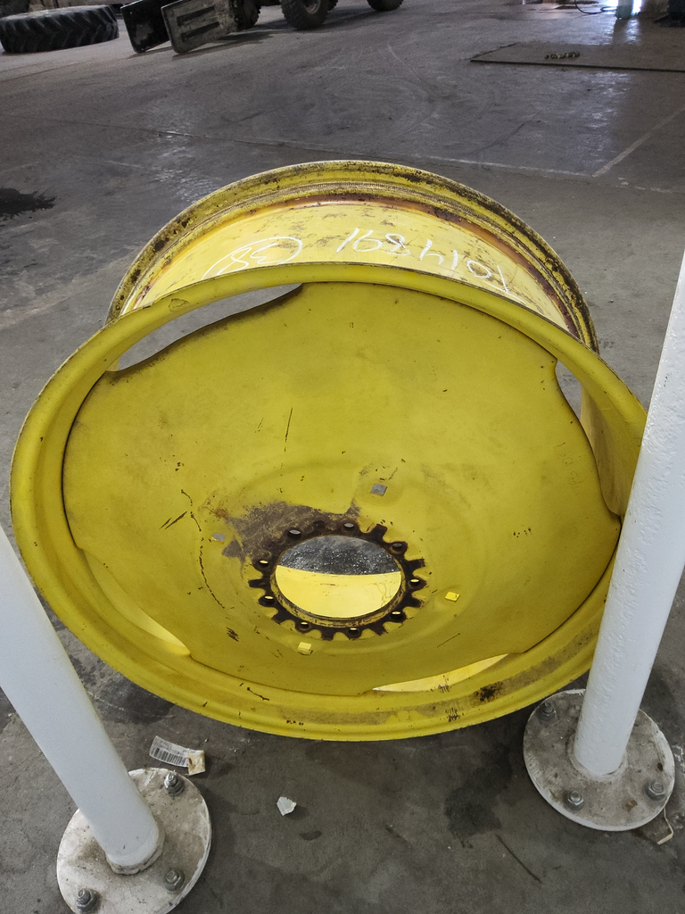 16"W x 38"D, John Deere Yellow 9-Hole Stamped Plate