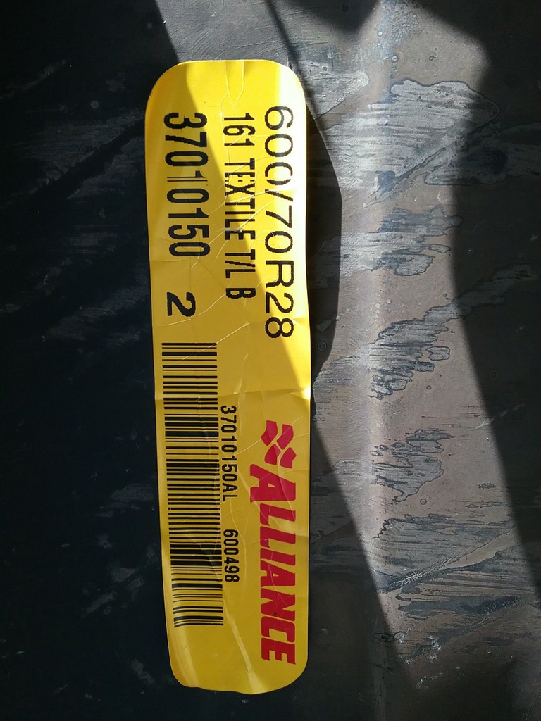 600/70R28 Alliance 370 Wide Deep Tread "70" Series R-1W 158 B