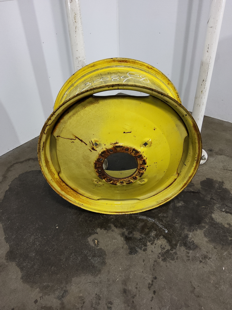 16"W x 34"D, John Deere Yellow 9-Hole Stamped Plate