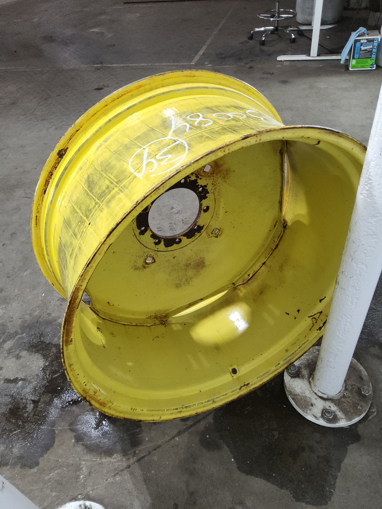 16"W x 34"D, John Deere Yellow 9-Hole Stamped Plate