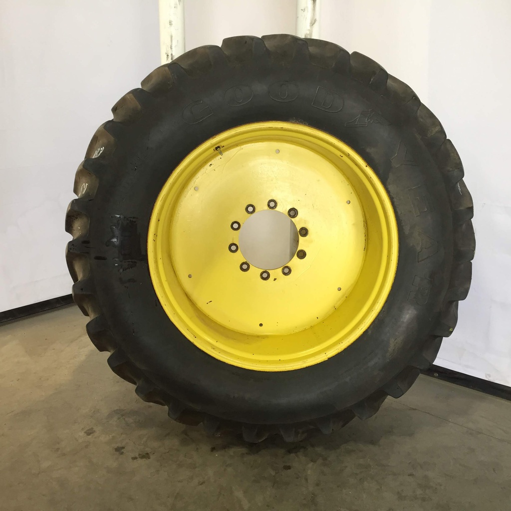 480/80R38 Goodyear Farm Dyna Torque Radial R-1 on John Deere Yellow 10-Hole Flat Plate 75%