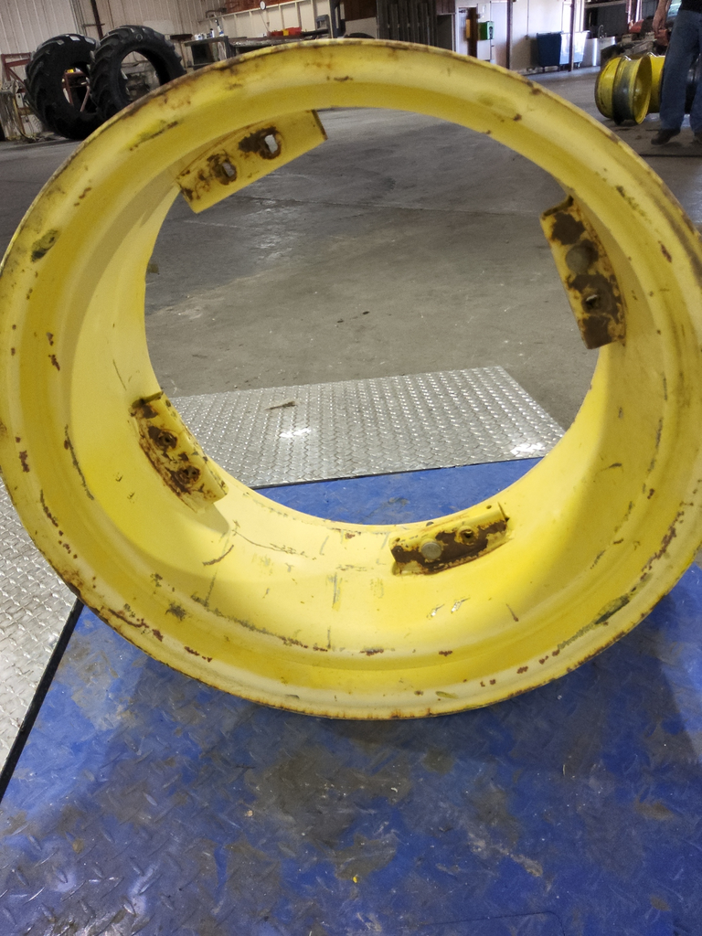 15"W x 28"D, John Deere Yellow 8-Hole Rim with Clamp/U-Clamp (groups of 2 bolts)