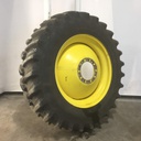 480/80R42 Firestone Radial Deep Tread 23 R-1W on John Deere Yellow 10-Hole Dolly Dual 75%