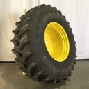 650/85R38 Firestone Radial Deep Tread 23 R-1W on John Deere Yellow 10-Hole Dolly Dual 85%
