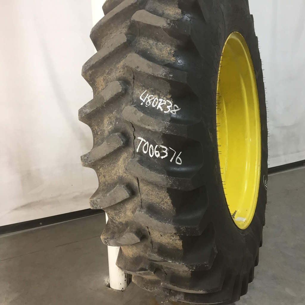 480/80R38 Firestone Radial All Traction 23 R-1 on Kubota Orange 10-Hole Formed Plate 90%