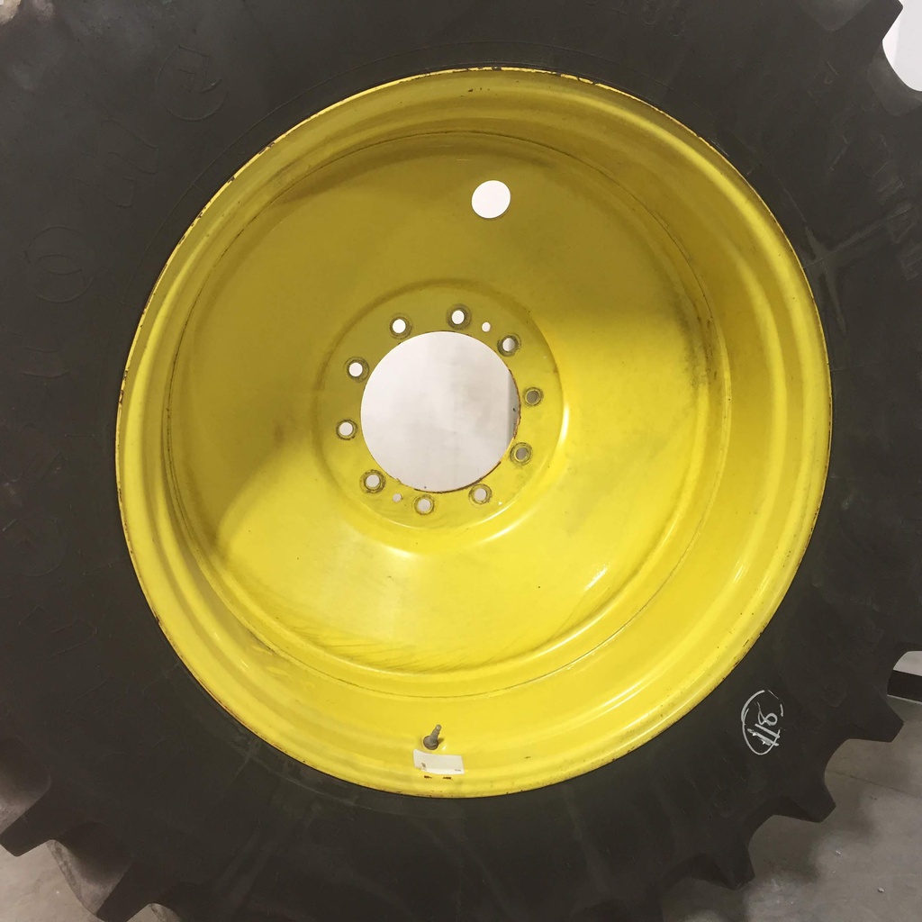 480/80R38 Firestone Radial All Traction 23 R-1 on Kubota Orange 10-Hole Formed Plate 90%