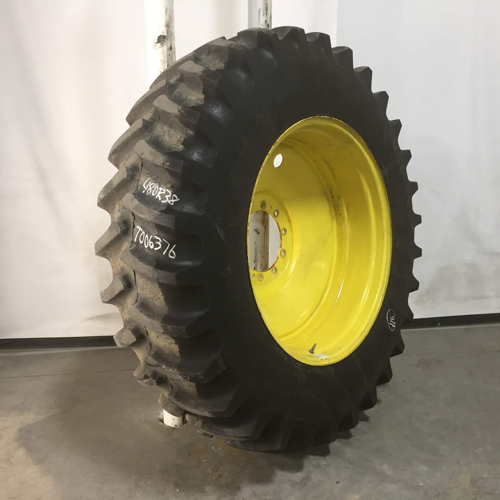480/80R38 Firestone Radial All Traction 23 R-1 on Kubota Orange 10-Hole Formed Plate 90%