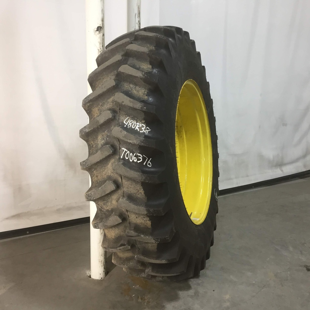 480/80R38 Firestone Radial All Traction 23 R-1 on Kubota Orange 10-Hole Formed Plate 90%