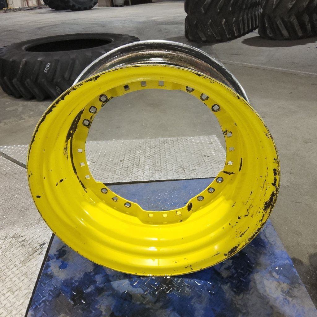 13"W x 30"D, John Deere Yellow 12-Hole Waffle Wheel (Groups of 3 bolts)