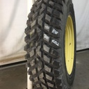 480/80R38 Nokian TRI 2 R-1 on John Deere Yellow 8-Hole Formed Plate W/Weight Holes 90%