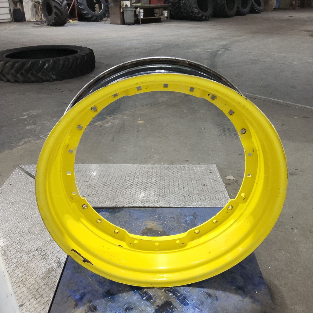 12"W x 38"D, John Deere Yellow 12-Hole Waffle Wheel (Groups of 3 bolts)