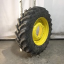 480/70R34 Firestone Radial 9000 R-1W on John Deere Yellow 12-Hole Waffle Wheel (Groups of 3 bolts) 90%