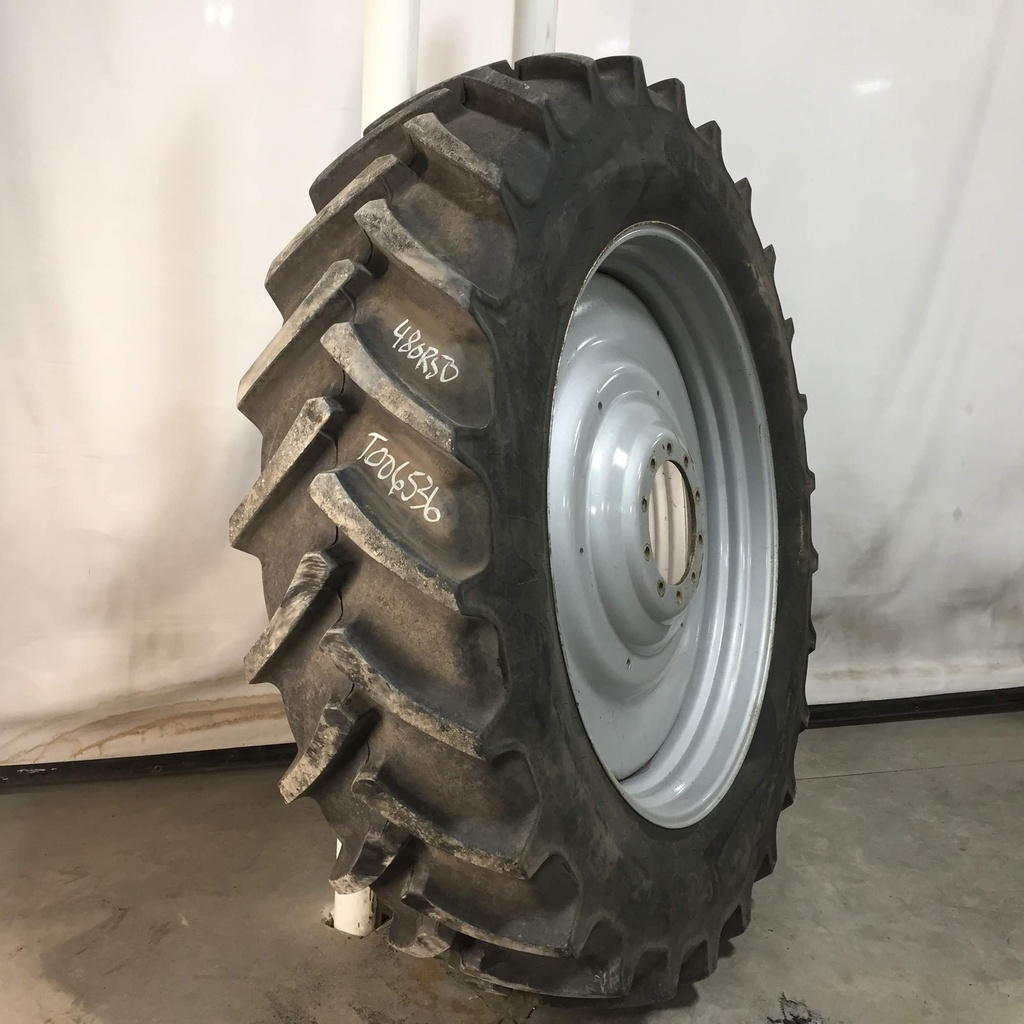 480/80R50 Mitas AC85 Radial R-1W on Case IH Silver Mist 10-Hole Formed Plate W/Weight Holes 80%
