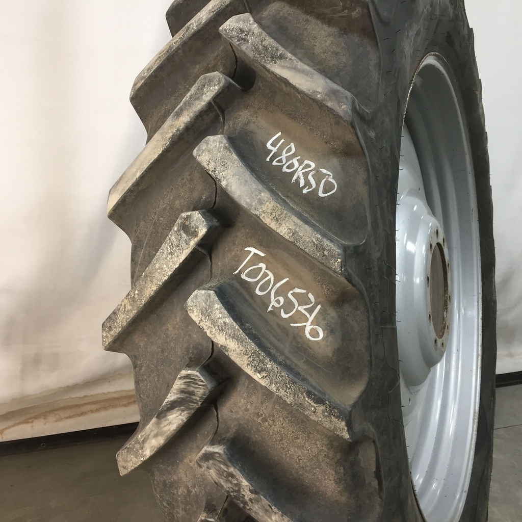 480/80R50 Mitas AC85 Radial R-1W on Case IH Silver Mist 10-Hole Formed Plate W/Weight Holes 80%