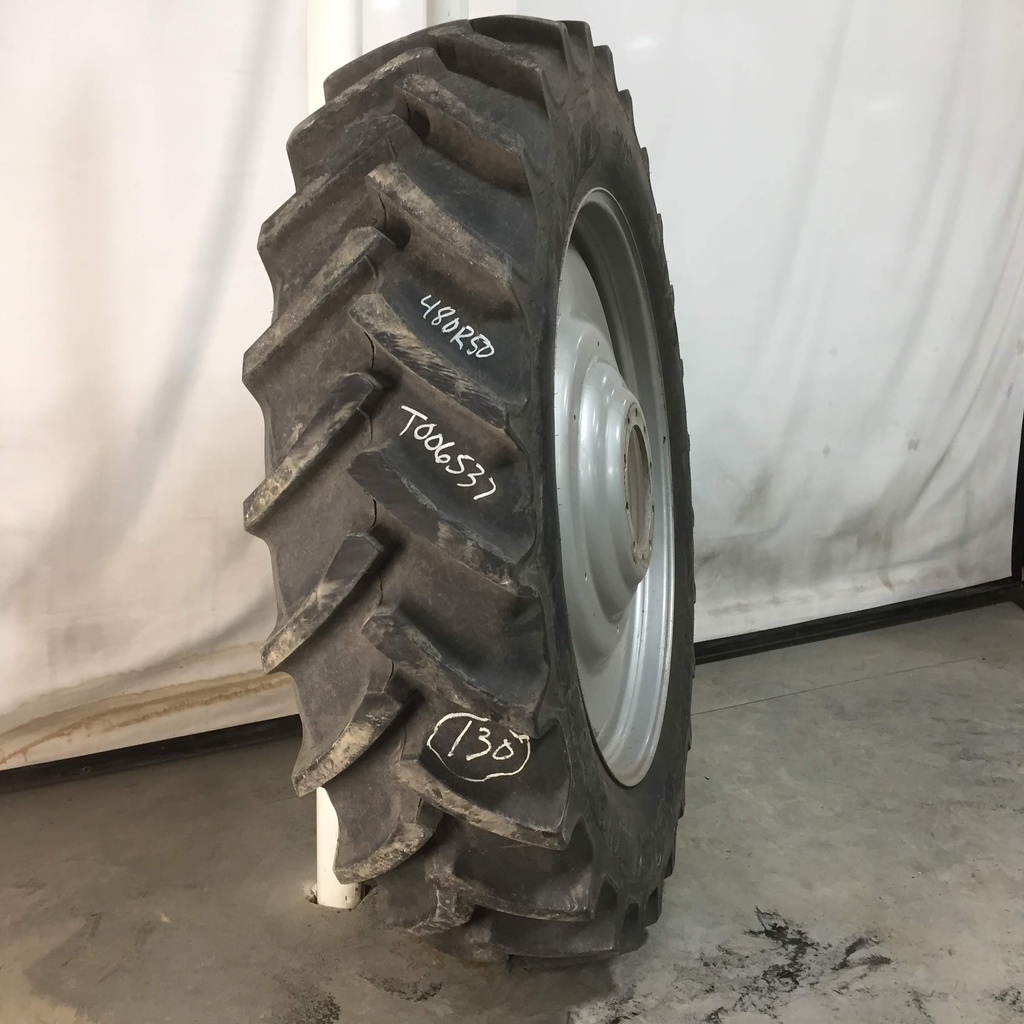 480/80R50 Mitas AC85 Radial R-1W on Case IH Silver Mist 10-Hole Formed Plate W/Weight Holes 80%