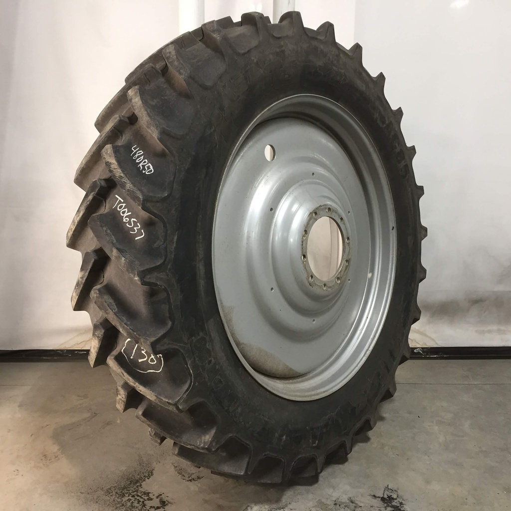 480/80R50 Mitas AC85 Radial R-1W on Case IH Silver Mist 10-Hole Formed Plate W/Weight Holes 80%