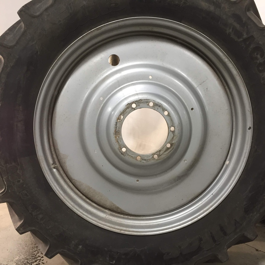480/80R50 Mitas AC85 Radial R-1W on Case IH Silver Mist 10-Hole Formed Plate W/Weight Holes 80%