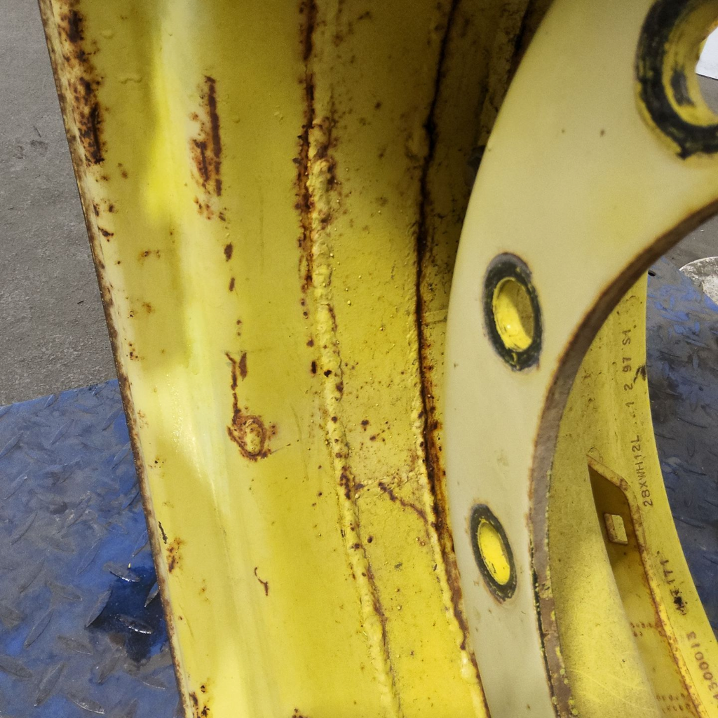 14"W x 28"D, John Deere Yellow 8-Hole Waffle Wheel (Groups of 2 Bolts)