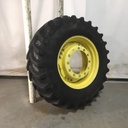 420/90R30 Firestone Radial All Traction FWD R-1 on John Deere Yellow 12-Hole Waffle Wheel (Groups of 3 bolts) 75%