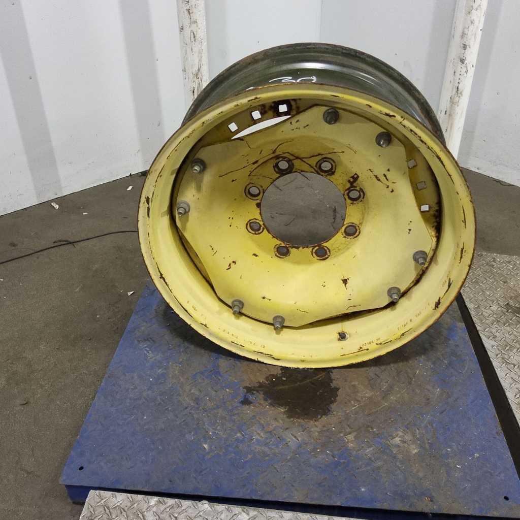 12"W x 28"D, John Deere Yellow 12-Hole Waffle Wheel (Groups of 3 bolts)